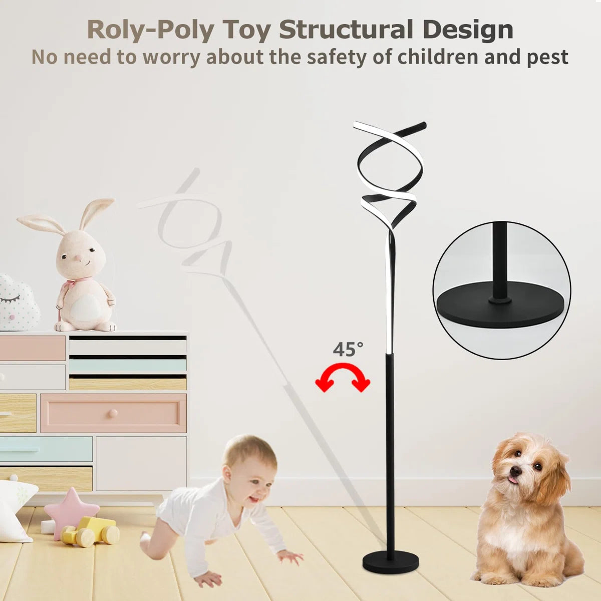 63’’ Led Novelty Floor Lamp Dimmable Black Floor Lamp with Remote