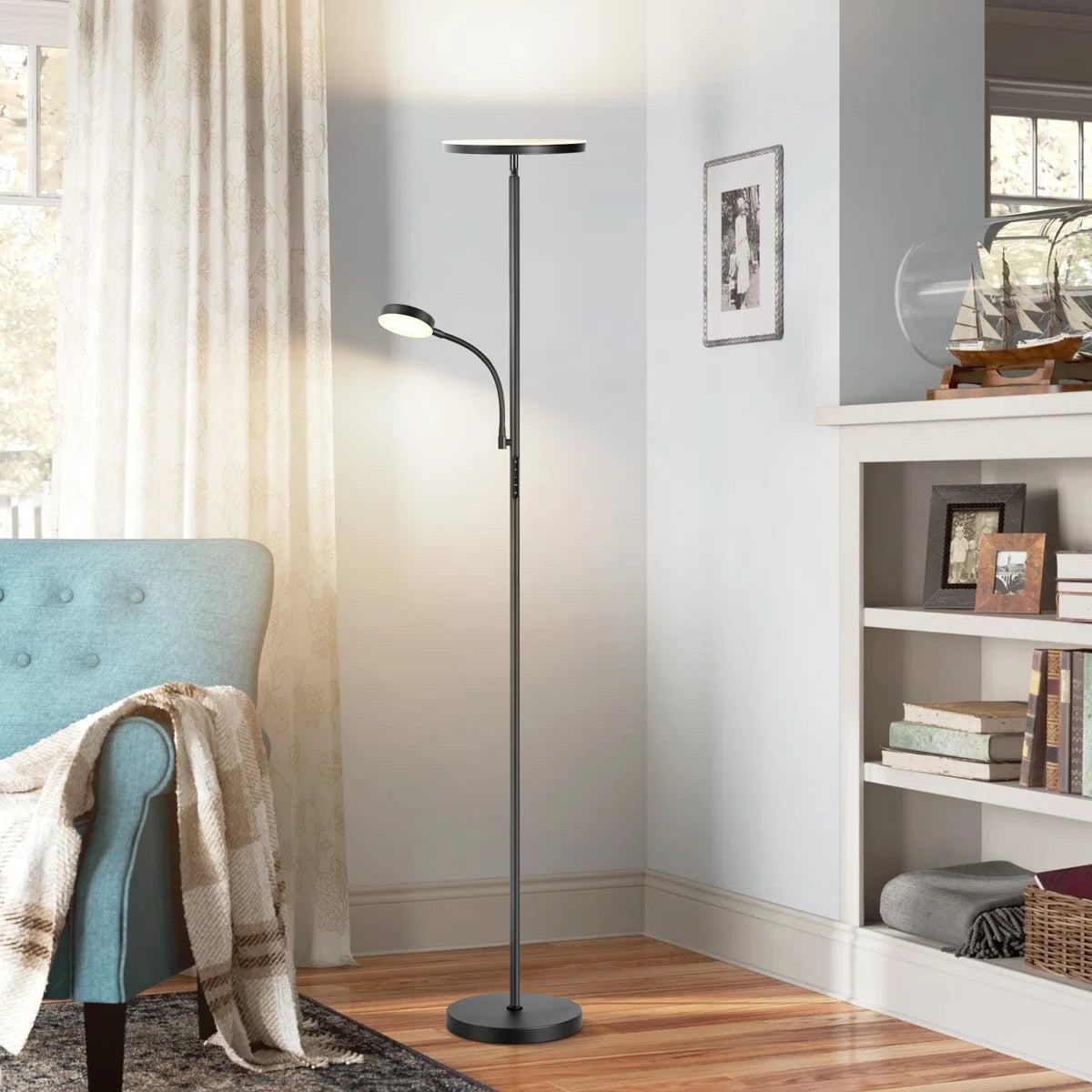 Jernell 70" LED Dimmable Torchiere & Reading Floor Lamp with Remote Control