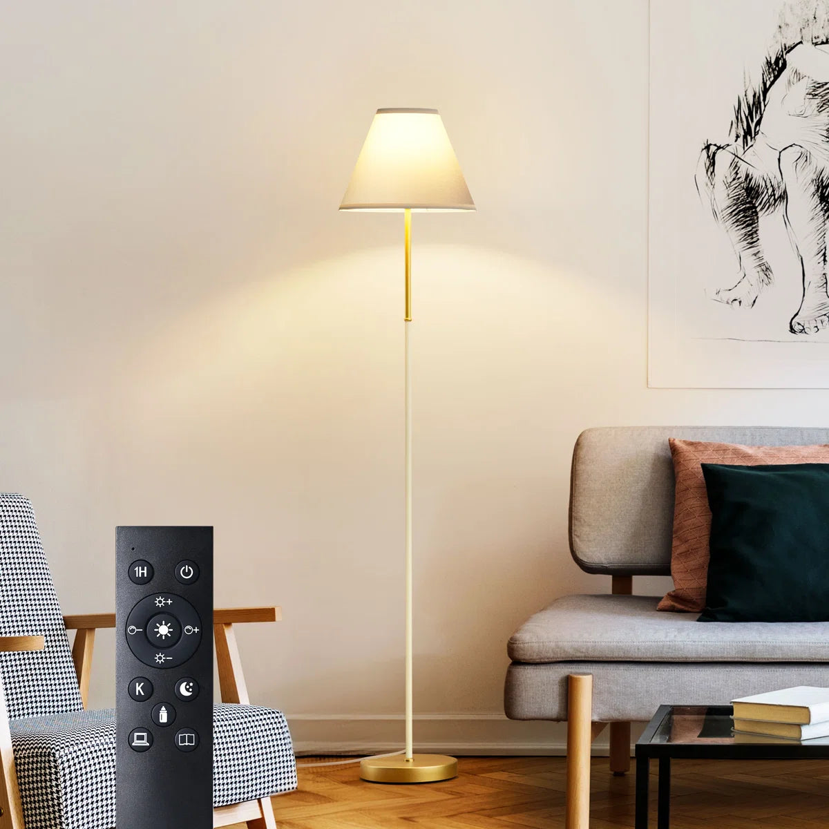 62.2'' Traditional Floor Lamp With Remote Control And Bulb Included
