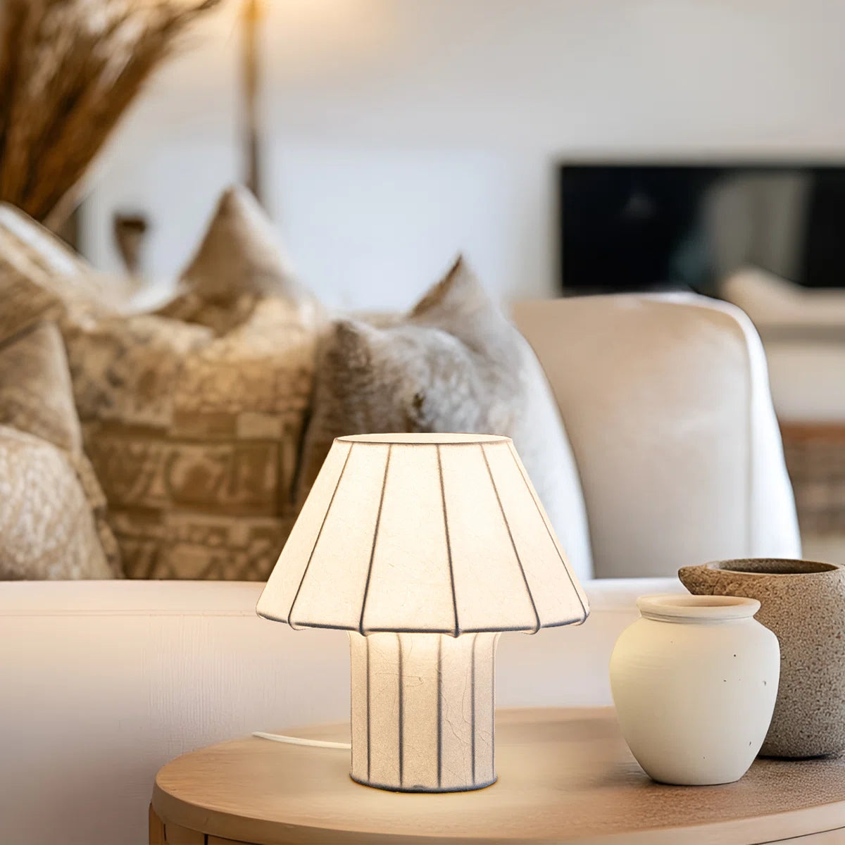 Celeste 12.6" Novelty Geometric LED Lightweight Bedside, Table, Desk Lamp With Resin Fabric Shade - Light Bulb Included