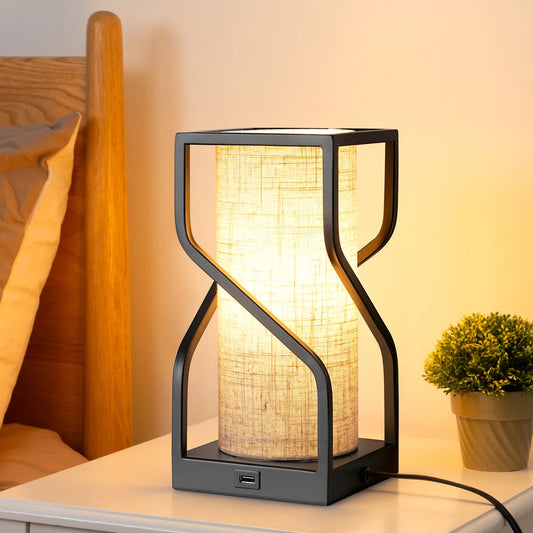 Burdena Metal Touch Control Table Lamp with USB and Bulb Included