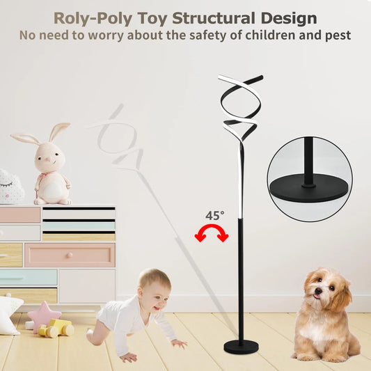 63’’ Led Novelty Floor Lamp Dimmable Black Floor Lamp with Remote