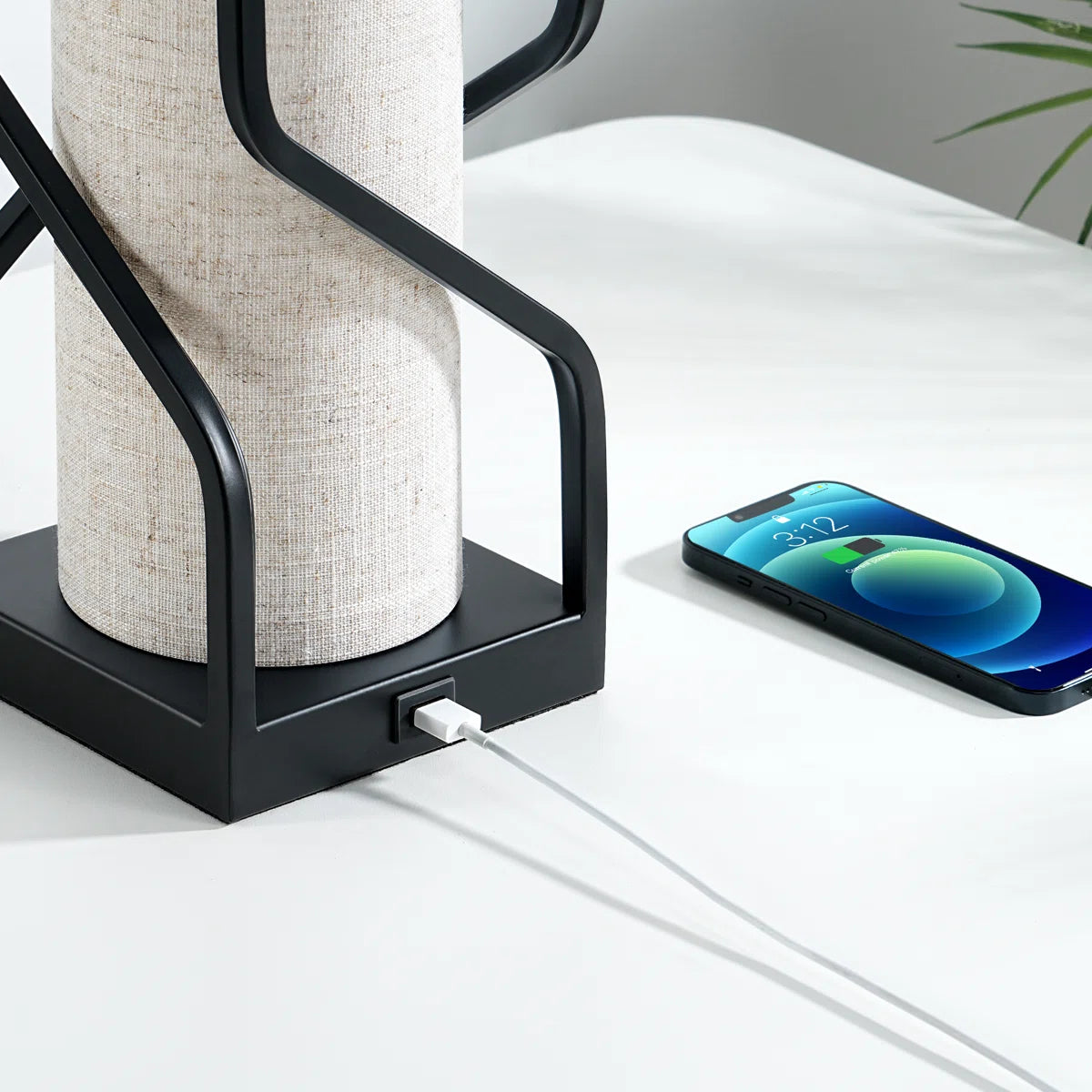 Burdena Metal Touch Control Table Lamp with USB and Bulb Included