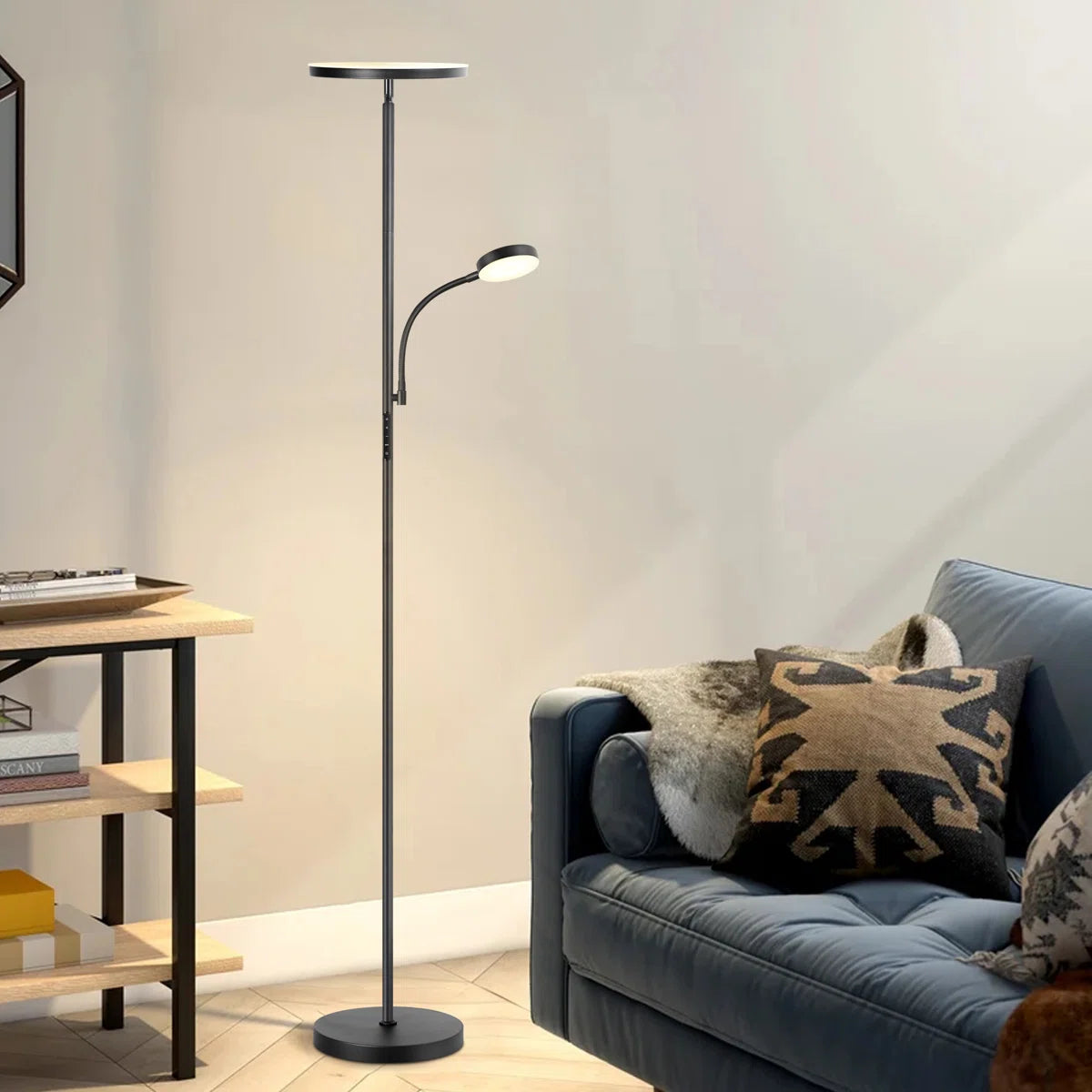 Jernell 70" LED Dimmable Torchiere & Reading Floor Lamp with Remote Control
